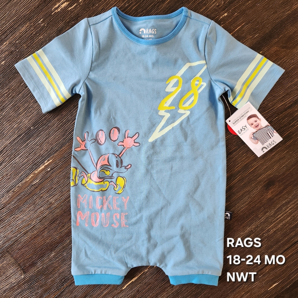 RAGS Mickey Mouse Blue Romper